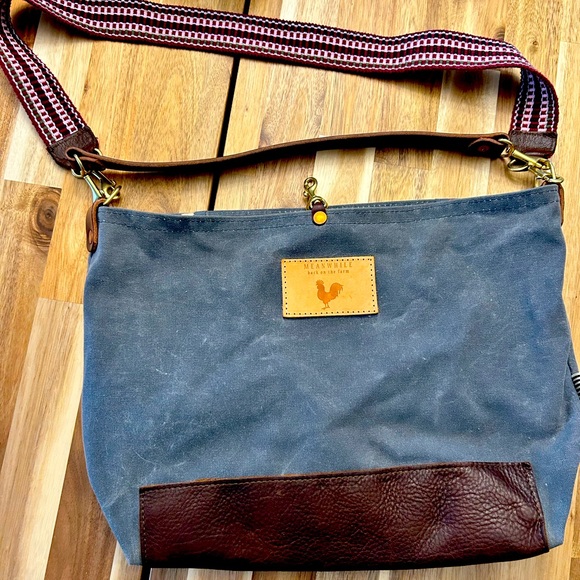 Meanwhile Ike back at the farm blue/greycanvas and leather tote - Picture 1 of 4